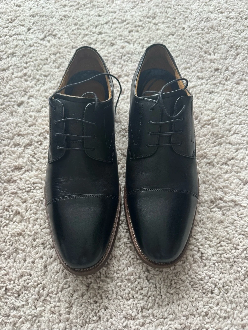 Florsheim Black Leather Cap-Toe Derby Dress Shoes
